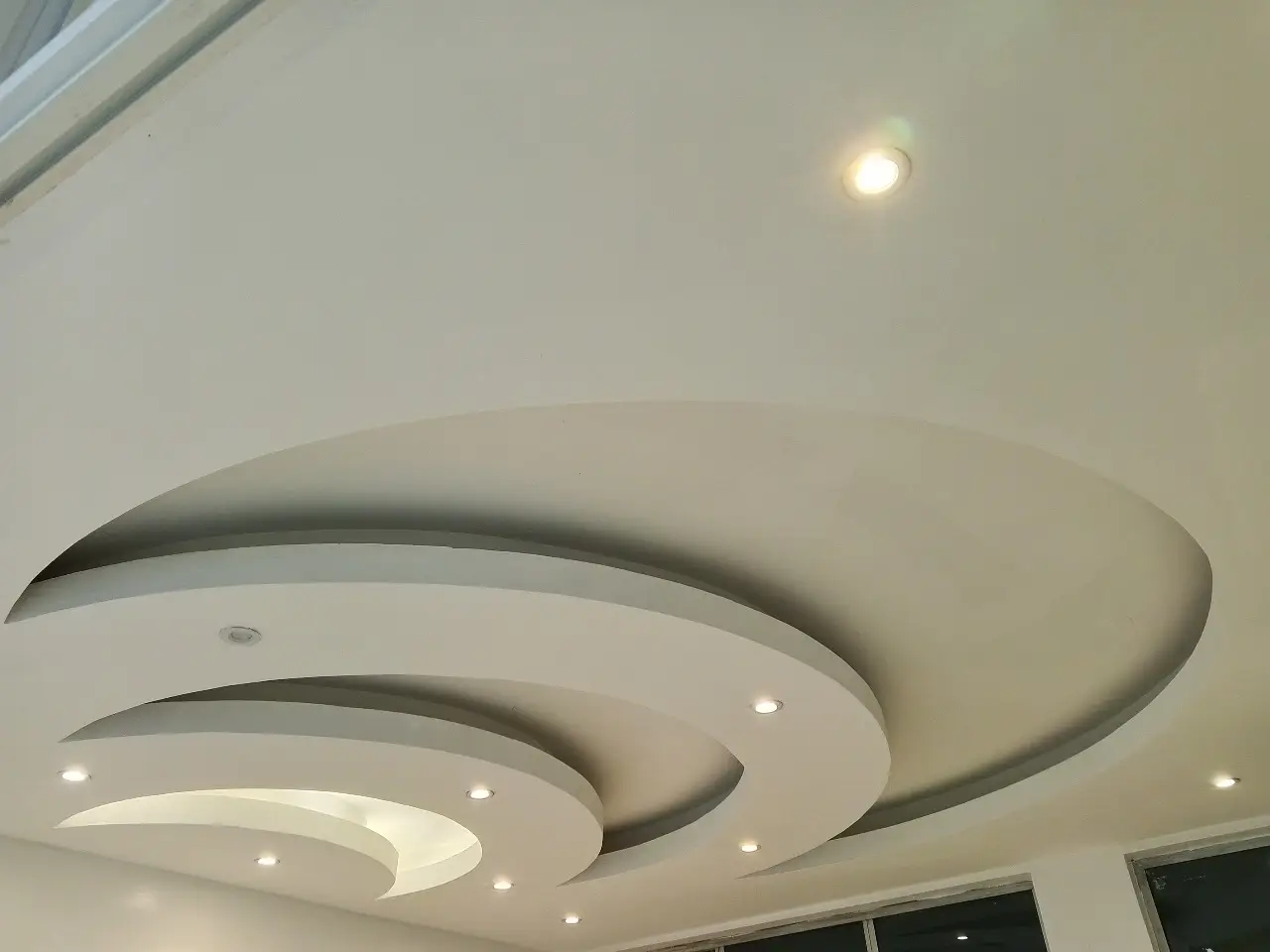 Gypsum ceiling installation in Nairobi by Strofix Interiors with integrated LED lighting
