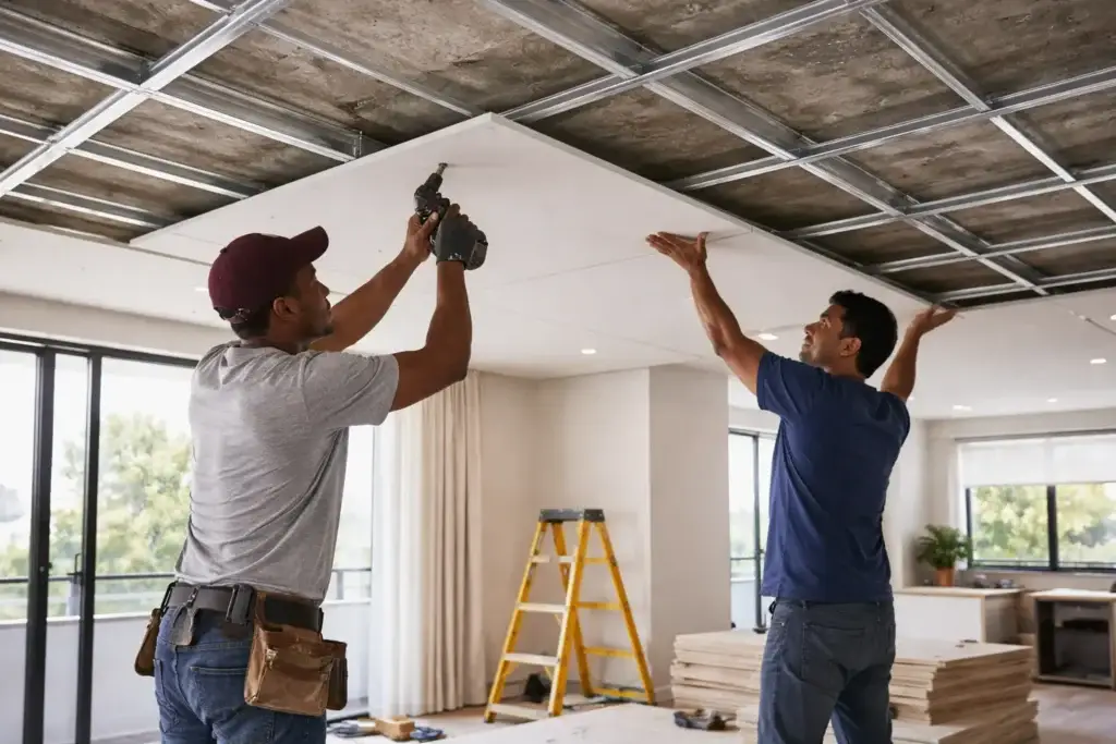 Gypsum ceiling installation in Nairobi home