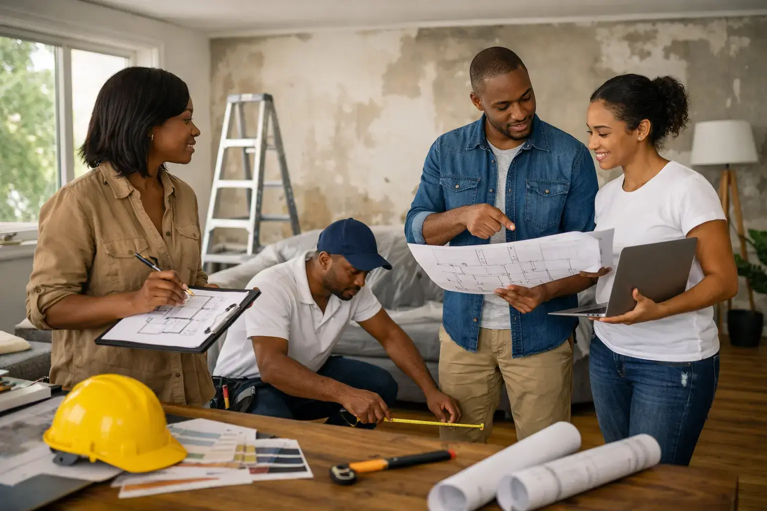 Consultation and site assessment stage of an interior design project in Kenya