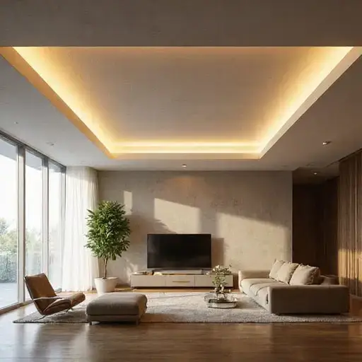 Flat gypsum ceiling design used in modern minimalist interiors