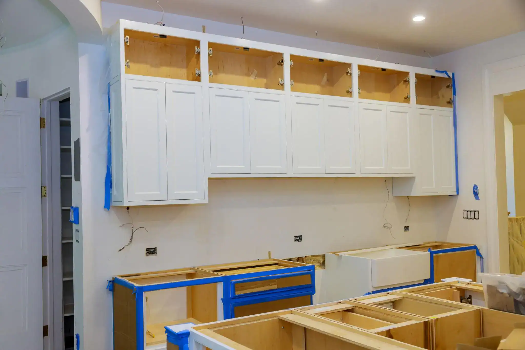 kitchen cabinet installation in Kenya with upper and lower cabinets