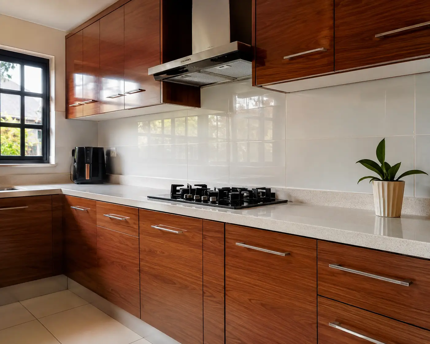 Kitchen cabinet maintenance in kenya, showing a clean, well-kept kitchen cabinet run