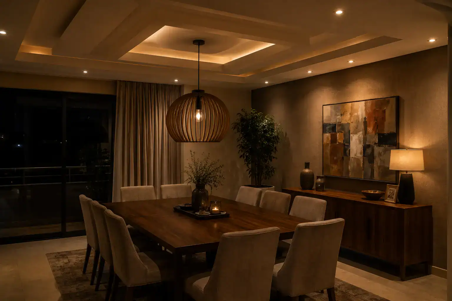 Lighting design for Kenyan homes showing layered ambient, task, and accent lighting in a modern living room